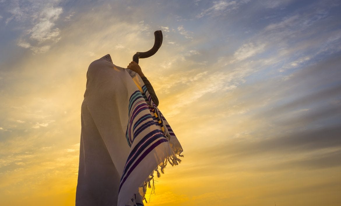 Man blowing the shofar