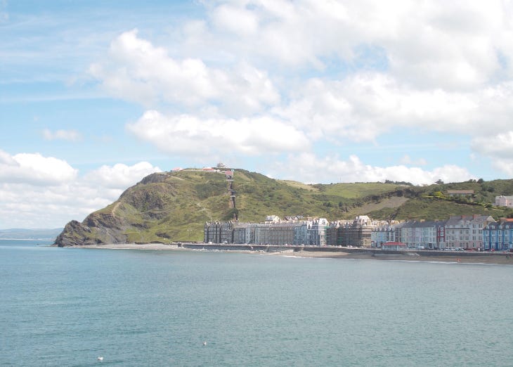 Constitution Hill on Aberystwyth's north beach, overlooking the sea Constitution Hill on Aberystwyth's north beach, overlooking the sea