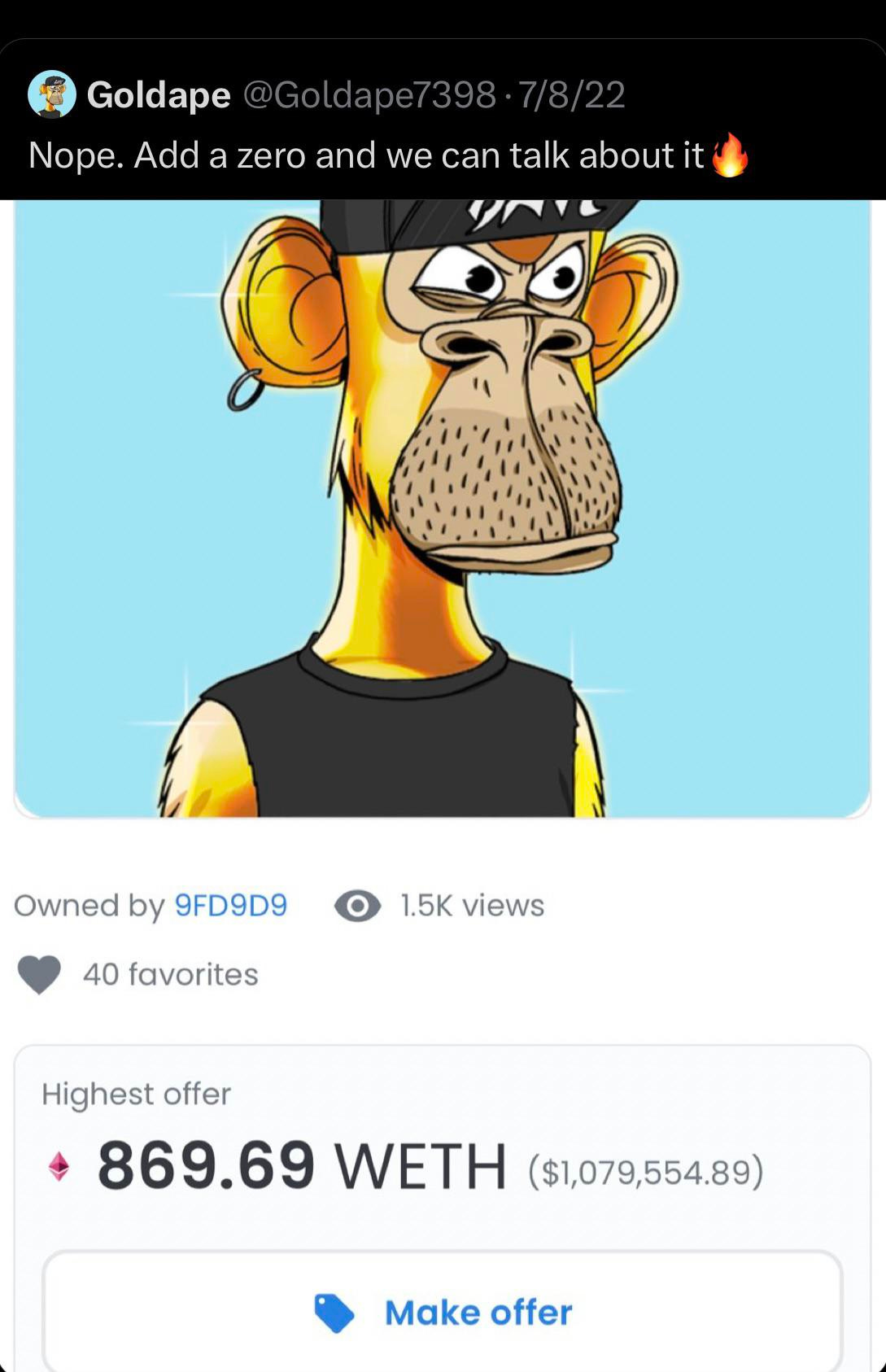 One year ago, NFT bro said no to a $1M offer on his monkey JPEG because it  was “too low”. Today, the best offer he has is $64k. : r/Buttcoin