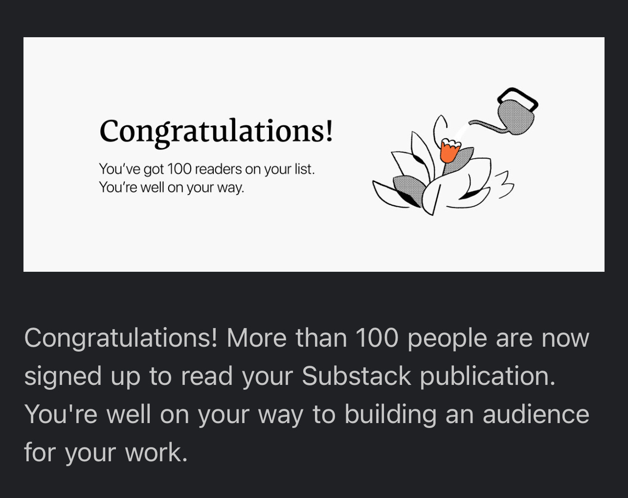 Picture Says: Congratulations! You have over 100 subscribers on your list. Thank you!