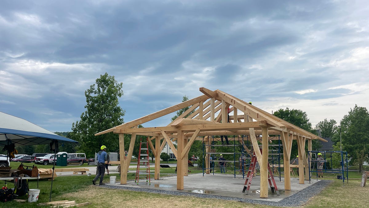 Gloomy Weather, High Spirits on Pavilion Raising Day
