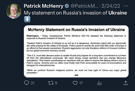 Collection of Posts by Rep. Patrick McHenry on X/Twitter