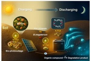 A bio-photovoltage soil-microbe battery for antibiotic degradation in the dark