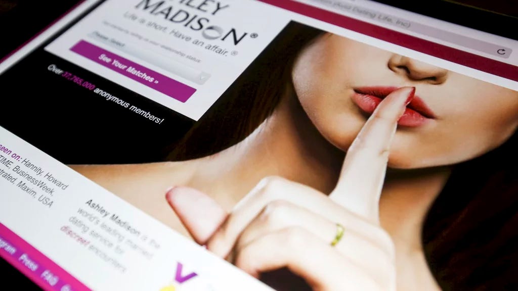 Picture of the previous Ashley Madison's home page.