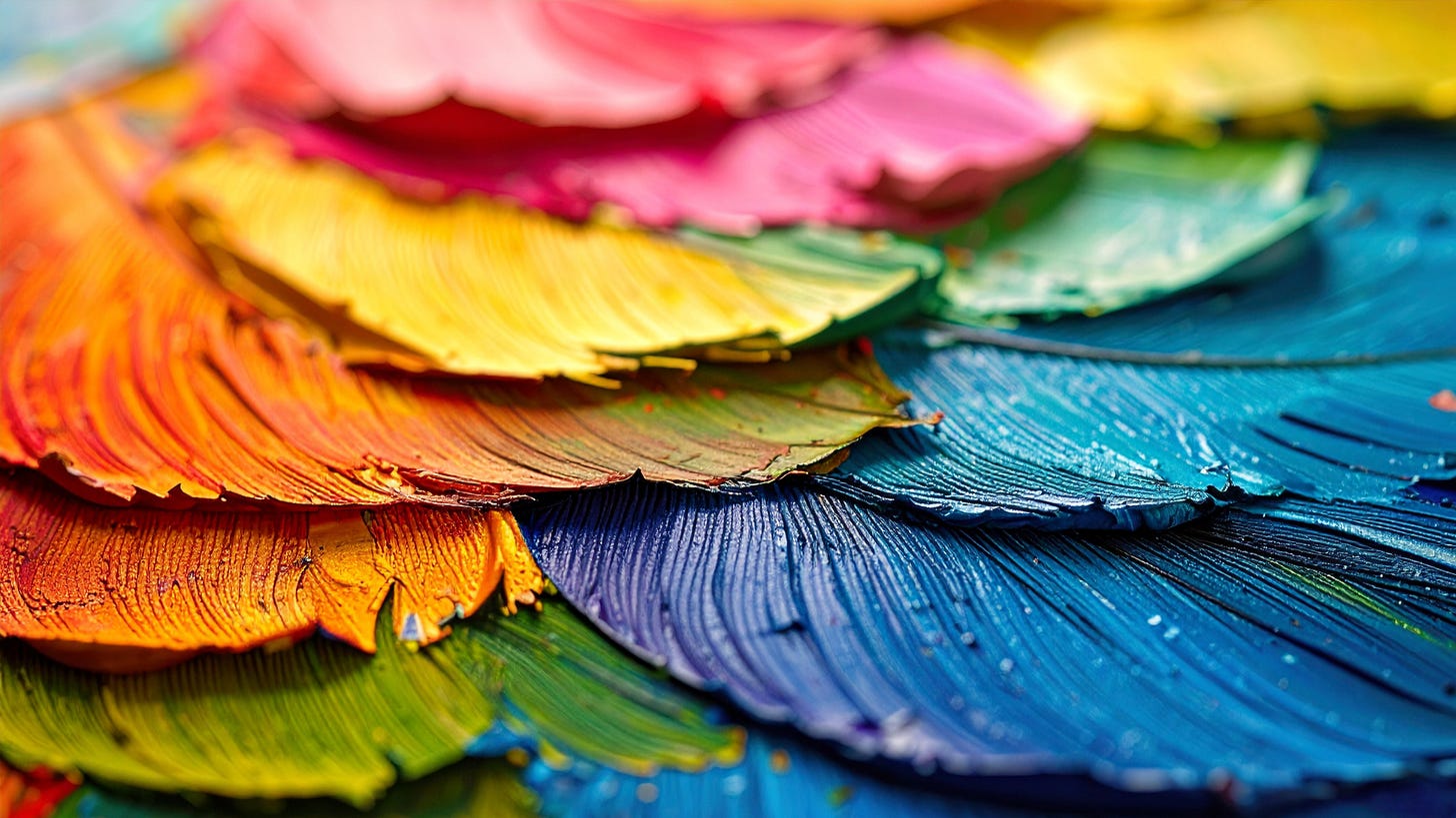 layers of dried, multi-colored paint