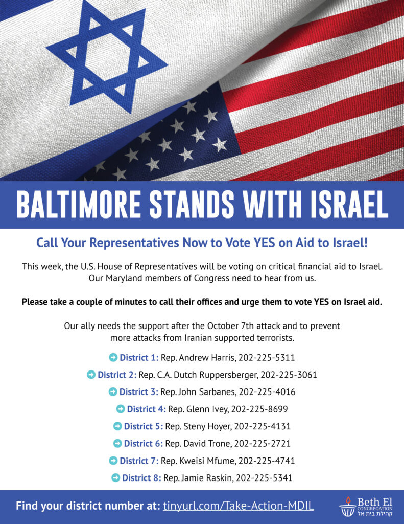 Call your Representative now to vote YES on aid to Israel – Beth El  Congregation