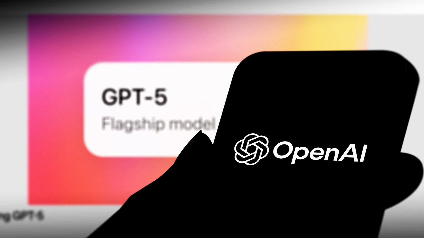 BEIJING, CHINA - AUGUST 08: In this photo illustration, the logo of Open AI is displayed on a smartphone screen with a GPT-5 logo in the background on August 8, 2025 in Beijing, China. OpenAI on August 7 announced GPT-5, its latest and most advanced AI model. (Photo by VCG/VCG via Getty Images)