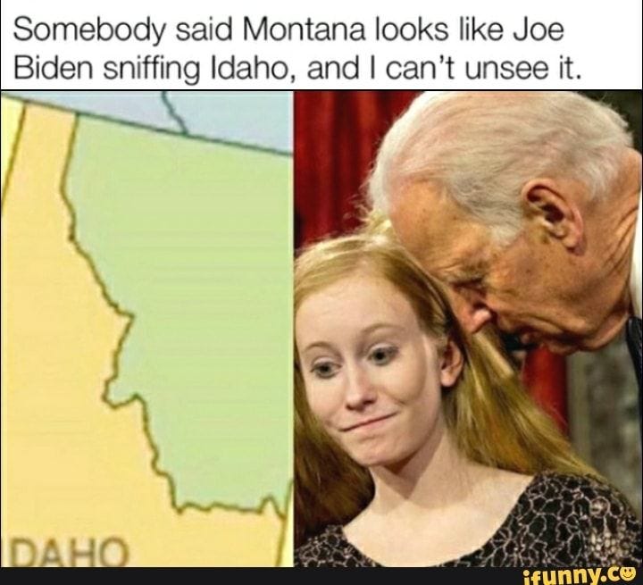 Somebody said Montana looks like Joe Biden sniffing Idaho, and I can't unsee it.