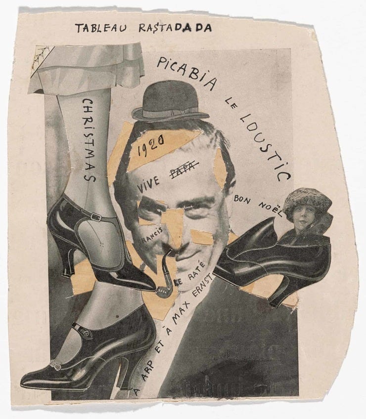 Tableau Rastadada (Rastadada Painting). 1920. Cut‑and‑pasted printed paper on paper with ink, 7 1/2 × 6 3/4″ Tableau Rastadada (Rastadada Painting). 1920. Cut‑and‑pasted printed paper on paper with ink, 7 1/2 × 6 3/4″