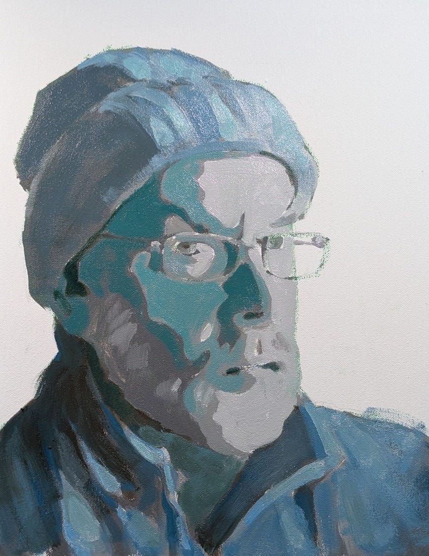 【S12号】good blue(portrait_s) 原画 oil paint Painting the Self-Portrait: Part 2 / A New One