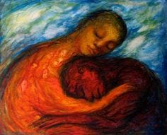 This may contain: a painting of a person holding a heart