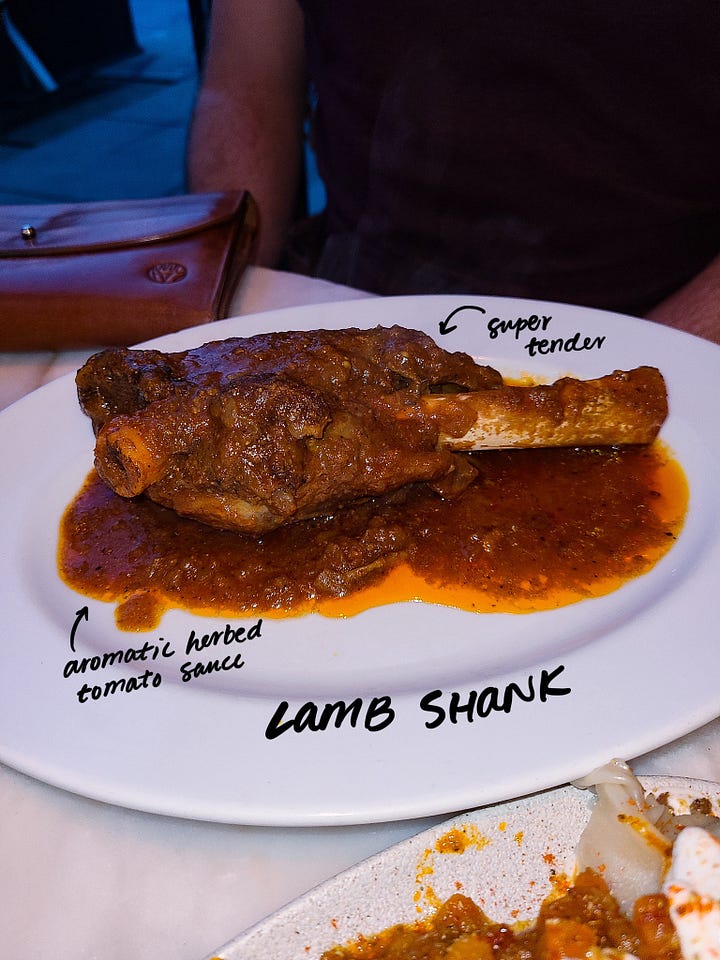 Lapis Lamb Shank and Buranee Kadoo