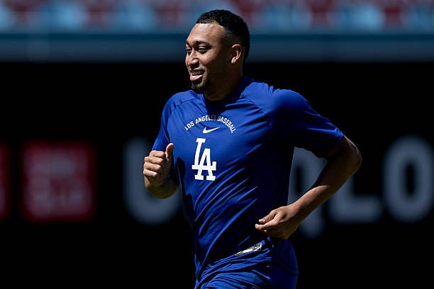 Los Angeles, CA Los Angeles Dodgers pitcher Edwin Diaz works out before an MLB game against the Tampa Bay Rays at UNIQLO Field at Dodger Stadium on...