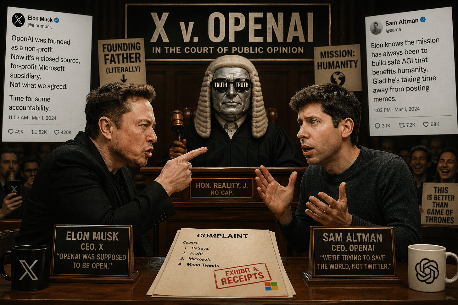 If Elon Musk wins the OpenAI lawsuit… Sam Altman & others become  multi-billionaires? : r/ChatGPT