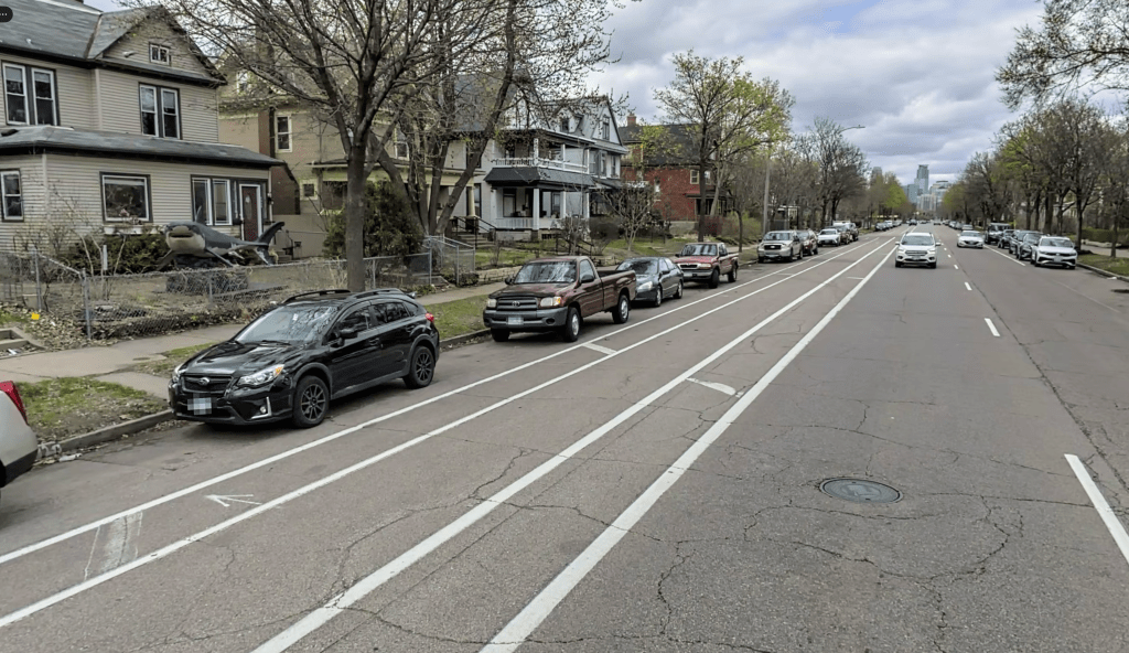 A too wide Minneapolis street in better times.