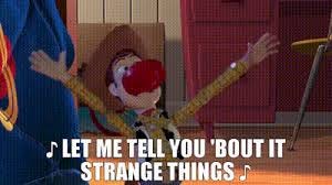YARN | ♪ Let me tell you 'bout it Strange things ♪ | Toy Story (1995) |  Video clips by quotes | 301bff7c | 紗