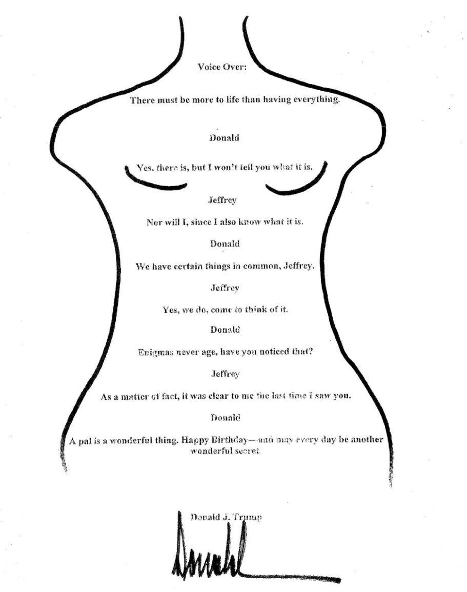 An image of the letter, which has been turned over to Congress by the Epstein estate. An image of the letter, which has been turned over to Congress by the Epstein estate.