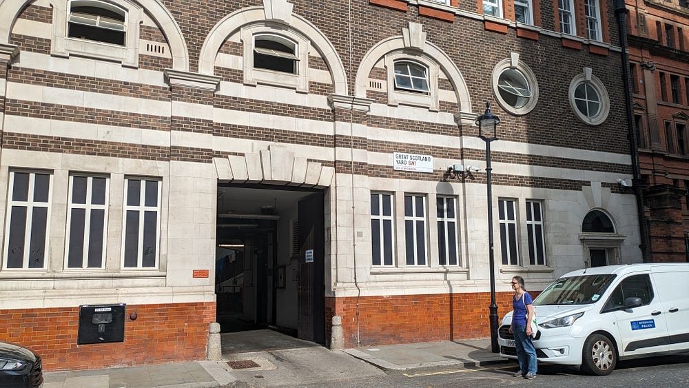 The innocuous entrance to Great Scotland Yard Stables