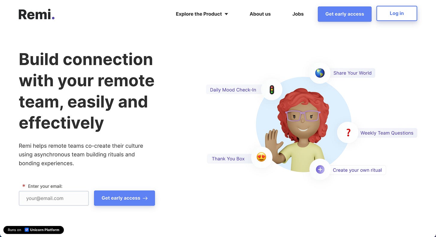 remi bubble.io landing page