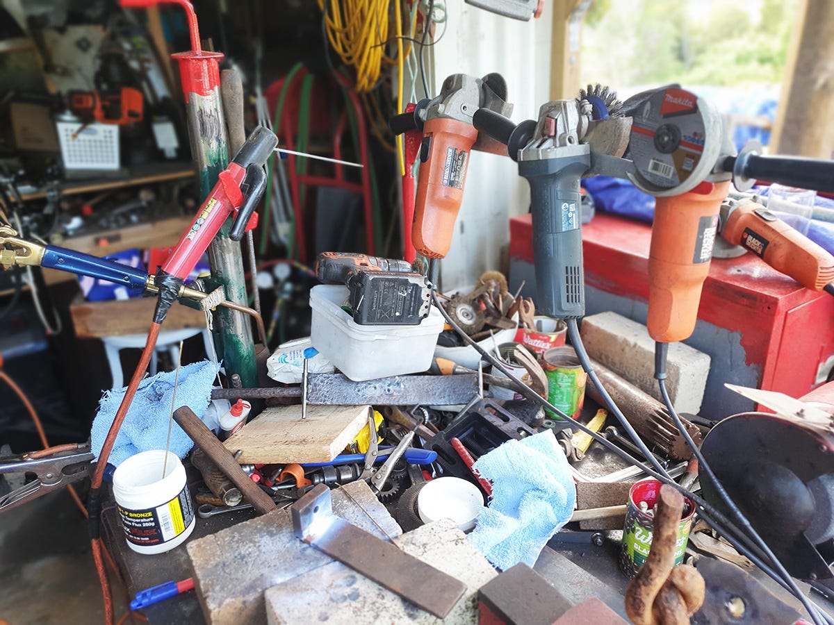 McKinley Rd Creatives welding space. Messy but wonderful.