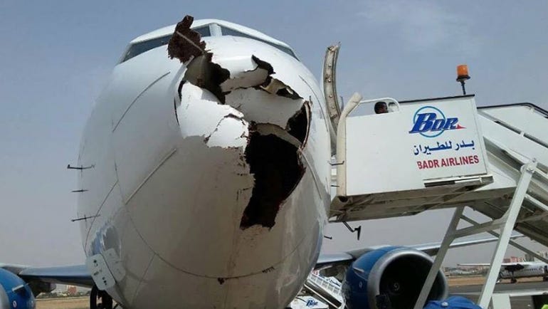 ALERT Impressive photos of Badr Airlines Boeing 737 bird strike ... ALERT Impressive photos of Badr Airlines Boeing 737 bird strike ...