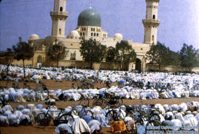 NIGERIA; Kano; Central Mosque inside walls of old city; Muslims at prayer