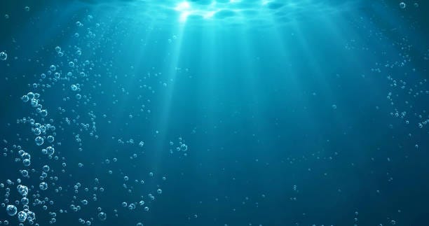 Underwater background with water bubbles and undersea light rays shine Underwater background with water bubbles and undersea light rays shine water depth stock illustrations