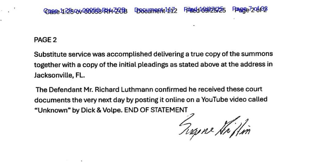 Jeremy Hales' bogus Affidavit of Service.