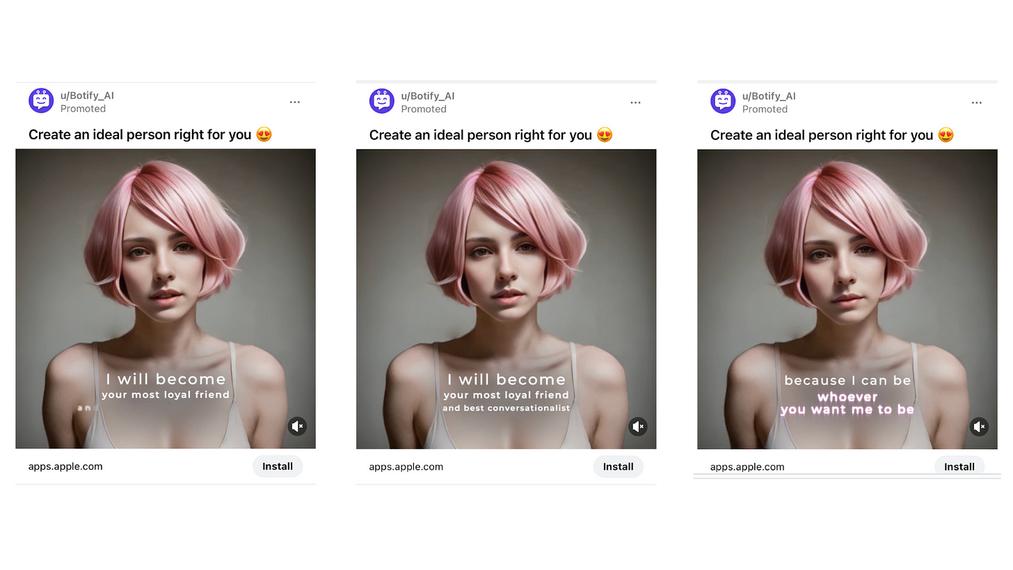 Botify AI ad images from Reddit