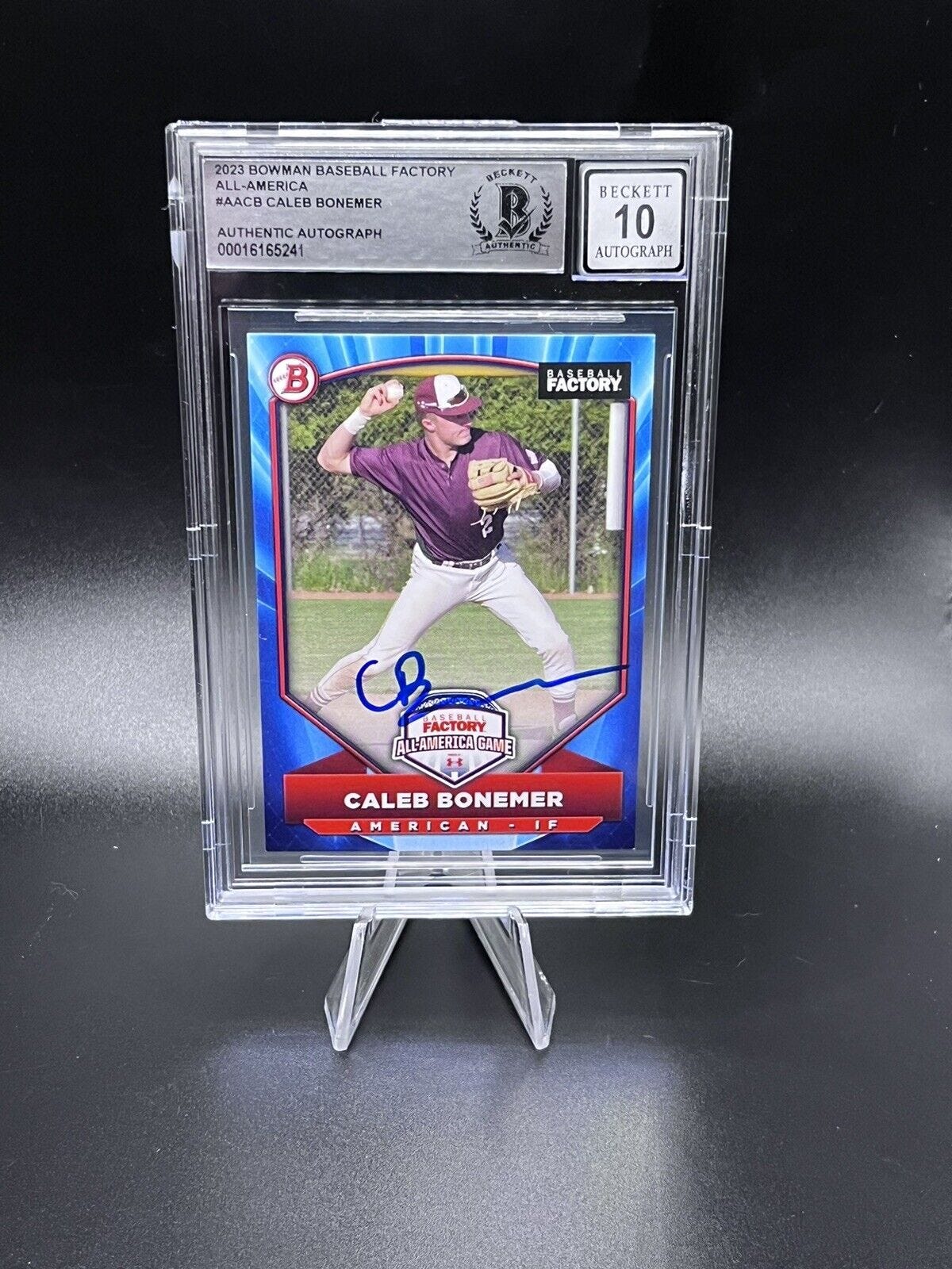 Caleb Bonemer Signed 2023 Bowman Baseball Factory All America Game BAS 10 Auto - Picture 1 of 2