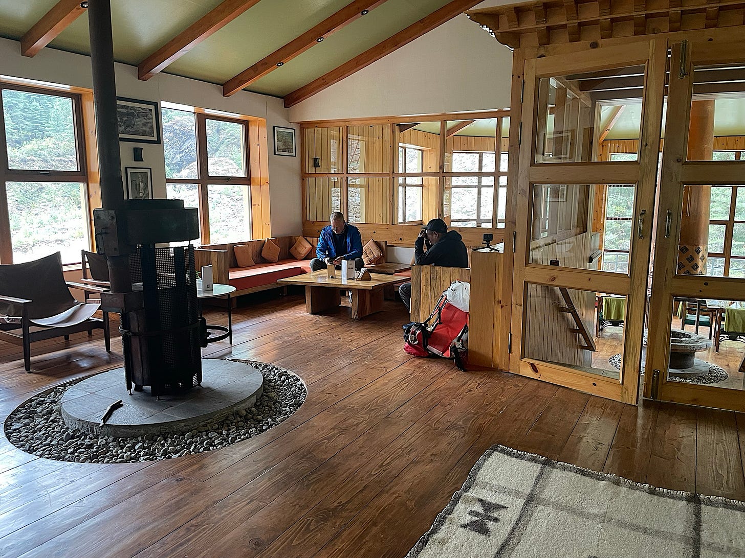 Chris and Bala relaxing over tea in the lobby.