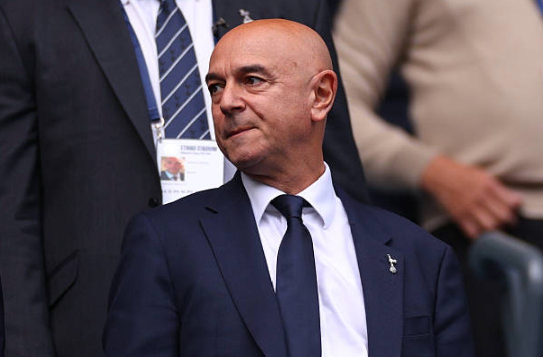 Daniel Levy, Chairman of Tottenham Hotspur during the Premier League match between Manchester City and Tottenham Hotspur at Etihad Stadium on August 23, 2025 in Manchester, England. (Photo by Marc Atkins/Getty Images) Daniel Levy, Chairman of Tottenham Hotspur during the Premier League match between Manchester City and Tottenham Hotspur at Etihad Stadium on August 23, 2025 in Manchester, England. (Photo by Marc Atkins/Getty Images)