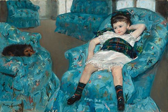 Little Girl in a Blue Armchair, 1878,  Mary Cassatt