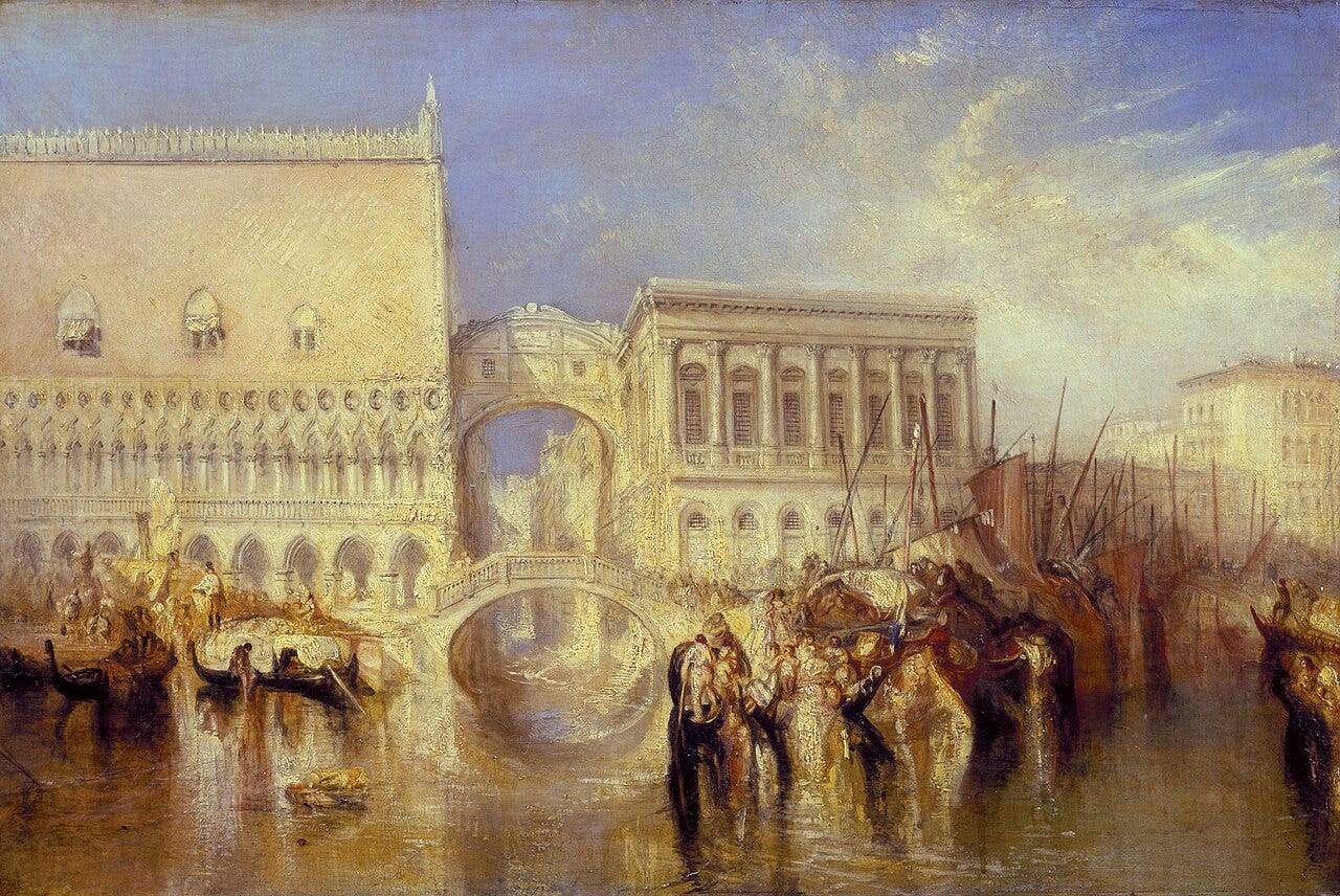 The Bridge of Sighs flooded with pale gold light The Bridge of Sighs flooded with pale gold light
