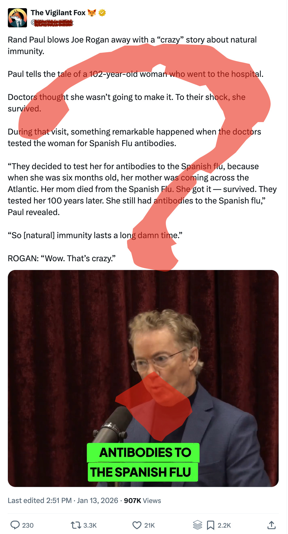 Antibodies to The Spanish Flu will be really helpful if The Spanish Flu ever comes around again…