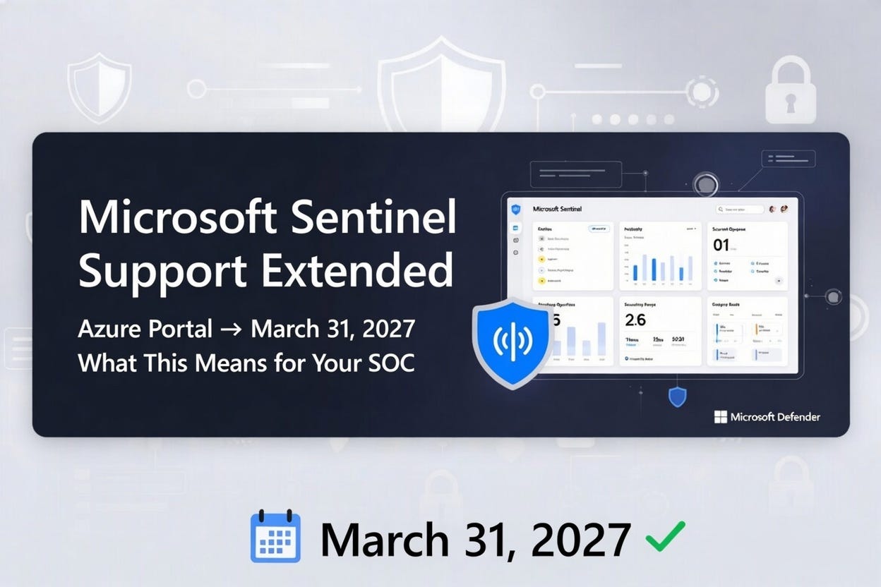 Microsoft Sentinel Azure Portal Support Extended to March 31, 2027