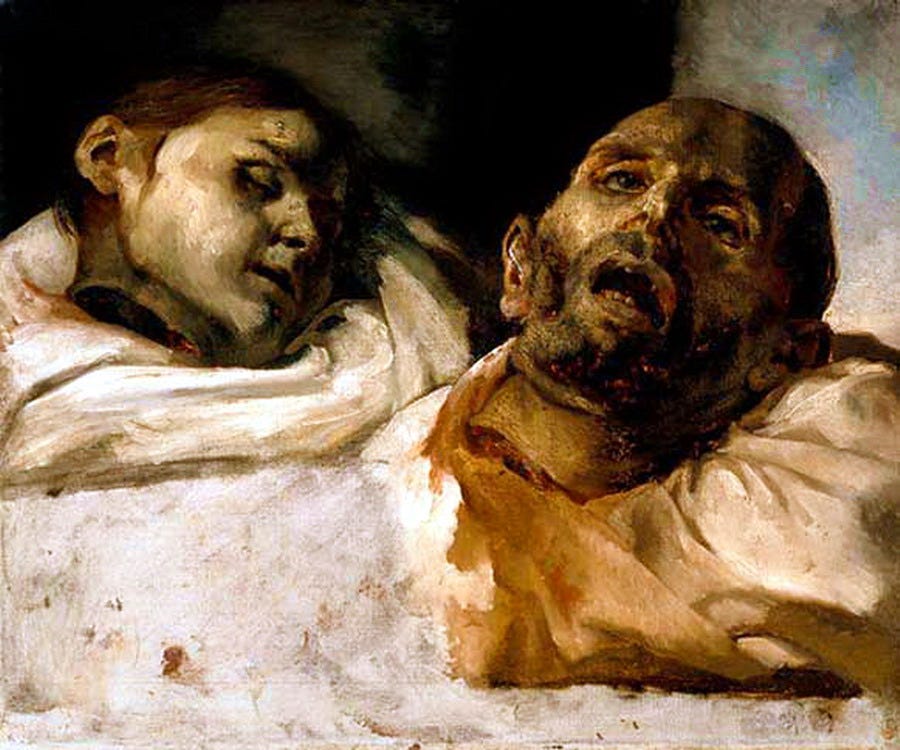 Study of two severed heads on a cloth, Gericault Study of two severed heads on a cloth, Gericault