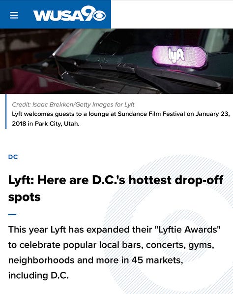 The Lyfties and Ditch Your Car. Saved clippings from WUSA9 and the Detroit Free Press.