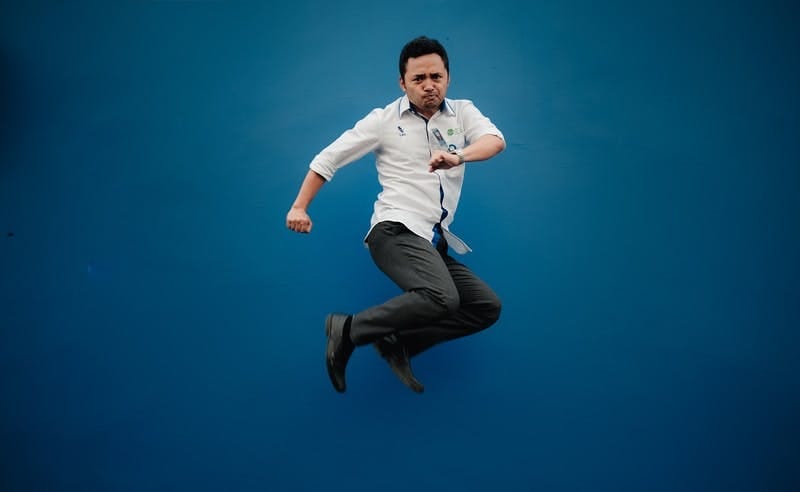 man jumping in the air