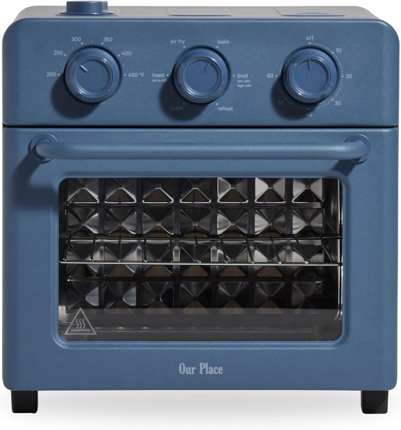 Our Place Wonder Oven | 6-in-1 Stainless Steel Air Fryer Toaster Oven Combo with Basket, Rack, Pan & Tray in color blue salt