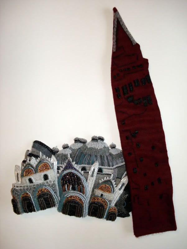 beaded beadwork Save Venice Italy St. Marks Square campanile erosion fiber art Basilica architecture bead embroidery blog relief painting beaded beadwork Save Venice Italy St. Marks Square campanile erosion fiber art Basilica architecture bead embroidery blog relief painting