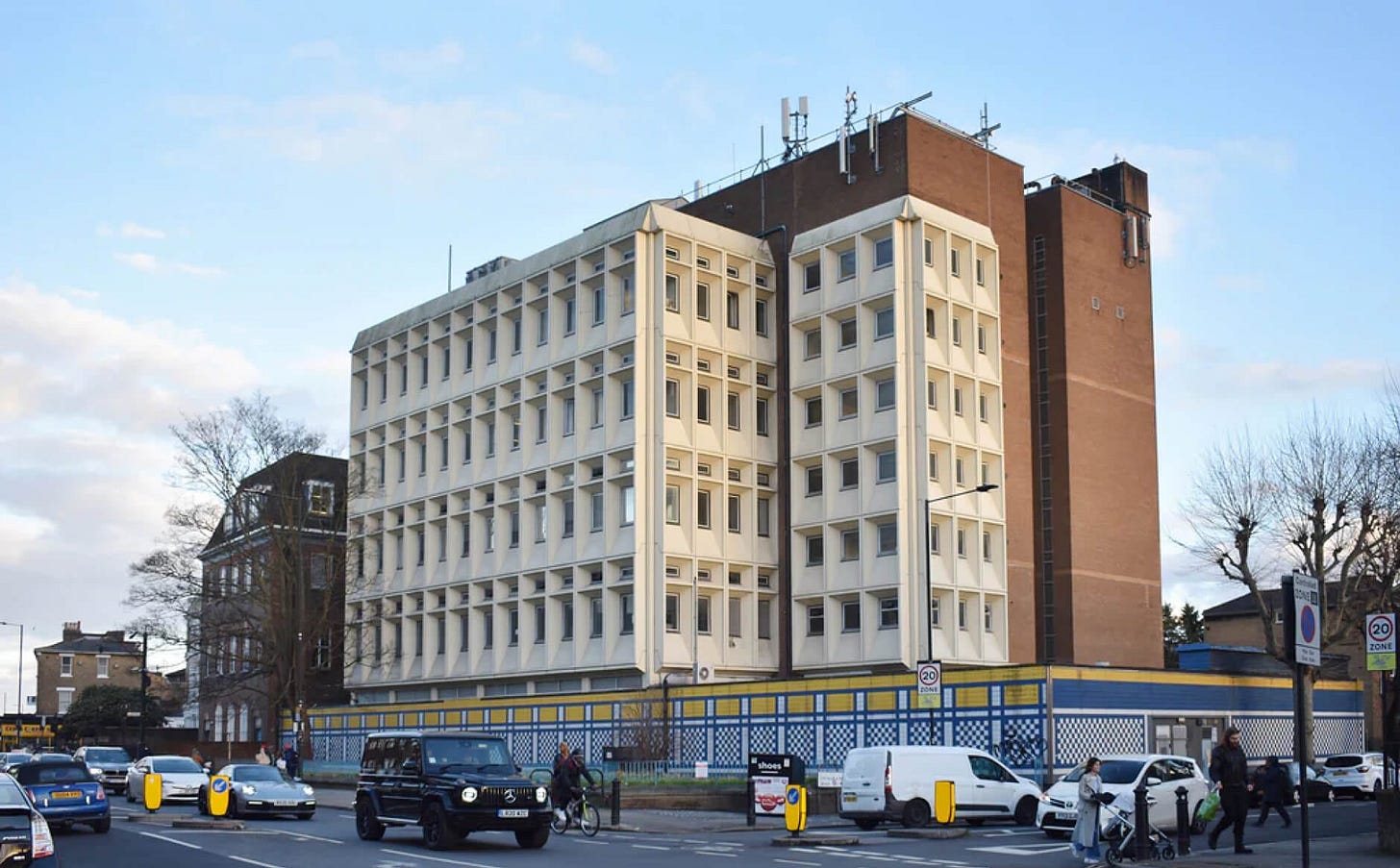 Boring brown and beige building Boring brown and beige building