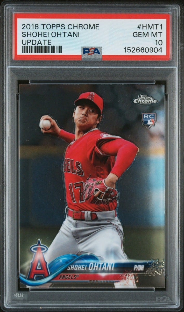 2018 TOPPS CHROME UPDATE #HMT1 SHOHEI OHTANI ROOKIE RC PSA 10