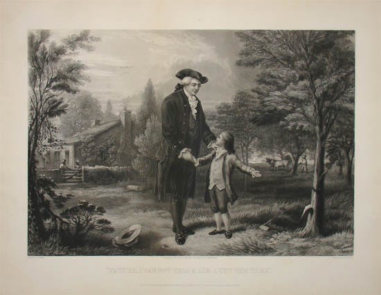 "Father, I Can Not Tell a Lie: I Cut the Tree," engraving by John C. McRae, 1867.