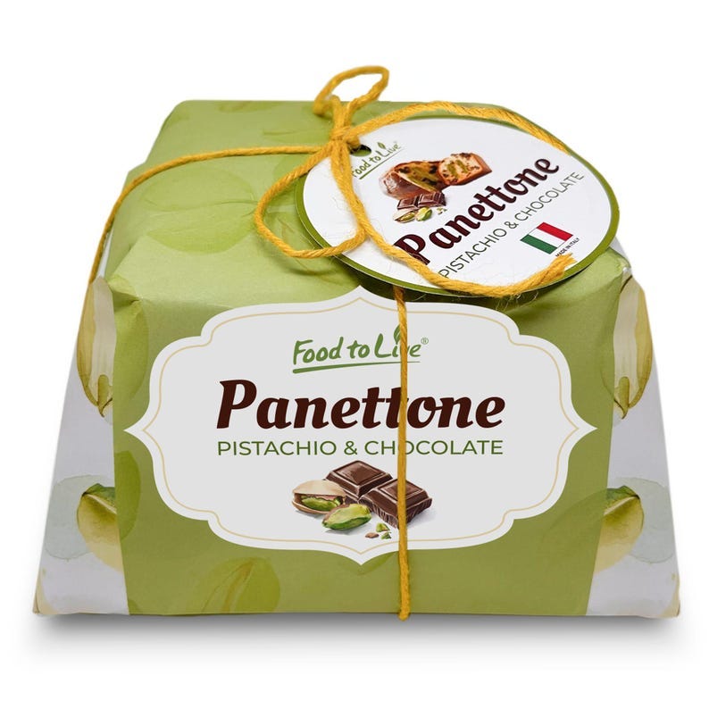 Food to Live Italian Pistachio and Chocolate Panettone - Artisan Holiday Bread, Festive Dessert, Traditional Baked Loaf - 750g (1.65 lb) image 1 Food to Live Italian Pistachio and Chocolate Panettone - Artisan Holiday Bread, Festive Dessert, Traditional Baked Loaf - 750g (1.65 lb) image 1