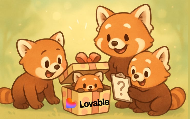 A Red panda family with a list of names welcoming the baby with some help from Lovable. A Red panda family with a list of names welcoming the baby with some help from Lovable.