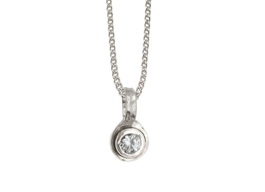Medium Sapphire Tray Pendant in Silver