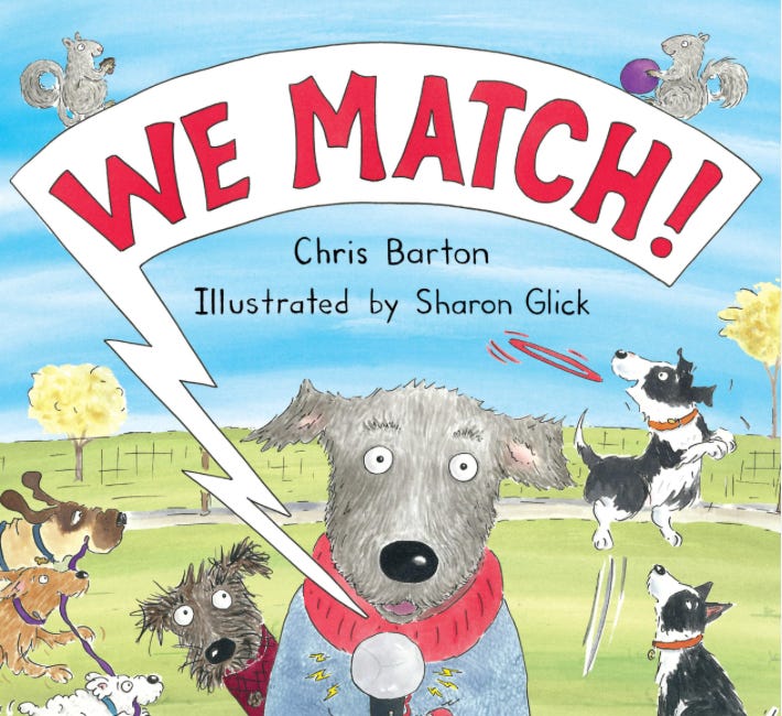 We Match! Written by Chris Barton and illustrated by Sharon Glick