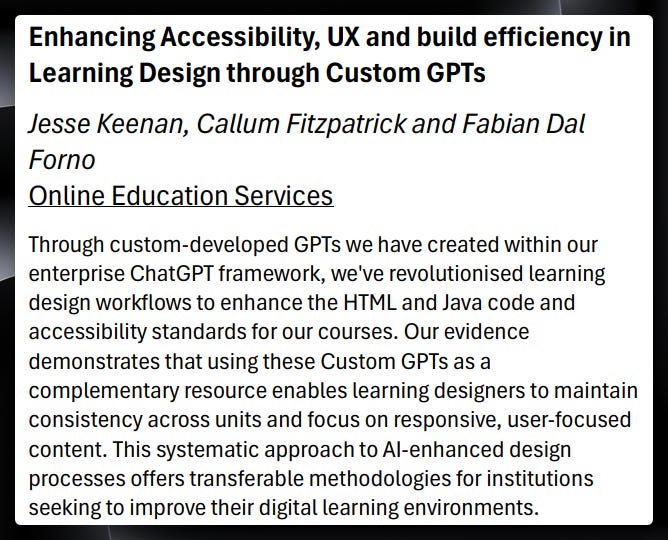Screenshot of session abstract in the AI in HE Symposium program. Screenshot of session abstract in the AI in HE Symposium program.
