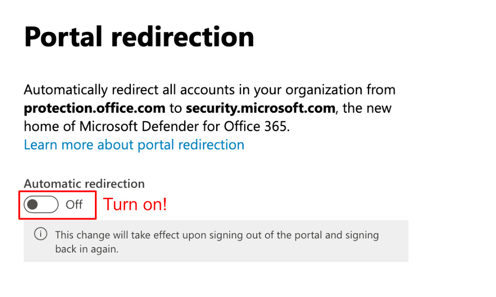 Abilitare la redirezione del portale security.microsoft.com Abilitare la redirezione del portale security.microsoft.com